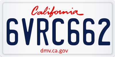 CA license plate 6VRC662