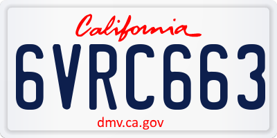 CA license plate 6VRC663