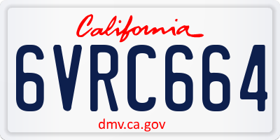 CA license plate 6VRC664