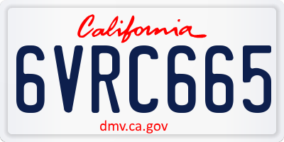CA license plate 6VRC665