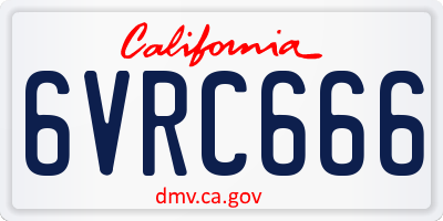 CA license plate 6VRC666
