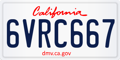 CA license plate 6VRC667