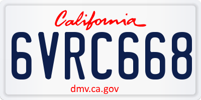 CA license plate 6VRC668