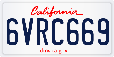 CA license plate 6VRC669