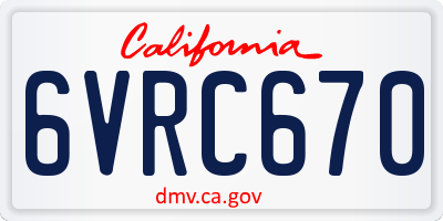 CA license plate 6VRC670
