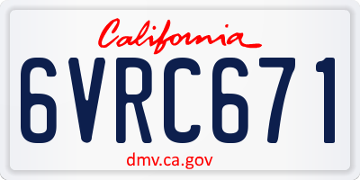 CA license plate 6VRC671