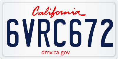 CA license plate 6VRC672