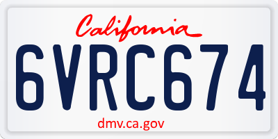 CA license plate 6VRC674