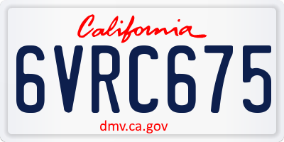 CA license plate 6VRC675