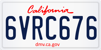 CA license plate 6VRC676