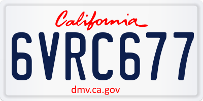CA license plate 6VRC677