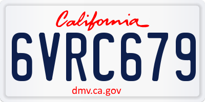 CA license plate 6VRC679