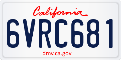 CA license plate 6VRC681