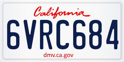 CA license plate 6VRC684