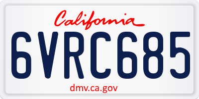 CA license plate 6VRC685