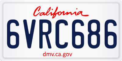 CA license plate 6VRC686