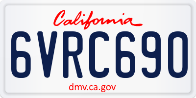CA license plate 6VRC690