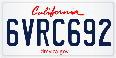 CA license plate 6VRC692