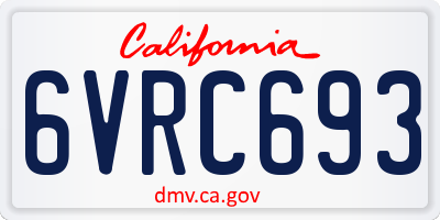 CA license plate 6VRC693