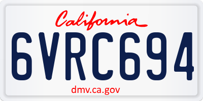 CA license plate 6VRC694