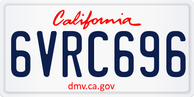 CA license plate 6VRC696