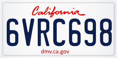 CA license plate 6VRC698