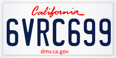 CA license plate 6VRC699