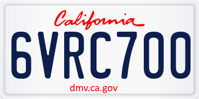 CA license plate 6VRC700