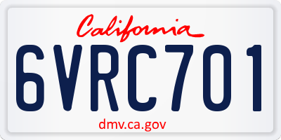 CA license plate 6VRC701