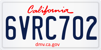 CA license plate 6VRC702