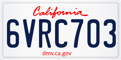 CA license plate 6VRC703