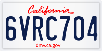 CA license plate 6VRC704
