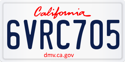 CA license plate 6VRC705