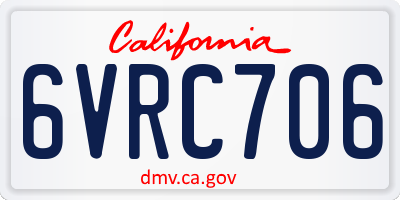 CA license plate 6VRC706
