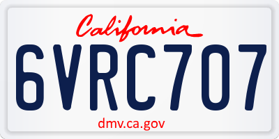 CA license plate 6VRC707