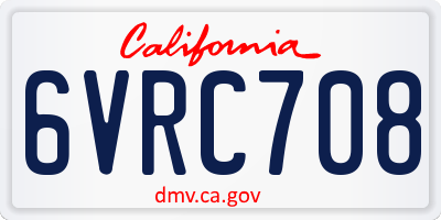 CA license plate 6VRC708