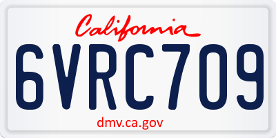 CA license plate 6VRC709