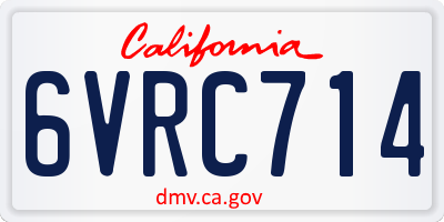 CA license plate 6VRC714