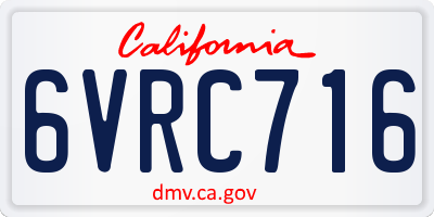 CA license plate 6VRC716