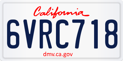 CA license plate 6VRC718