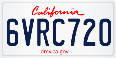 CA license plate 6VRC720