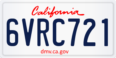 CA license plate 6VRC721