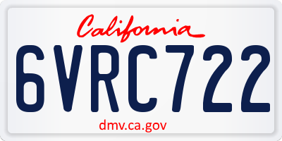 CA license plate 6VRC722