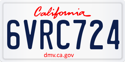 CA license plate 6VRC724