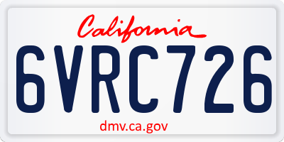 CA license plate 6VRC726