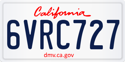 CA license plate 6VRC727