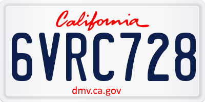 CA license plate 6VRC728