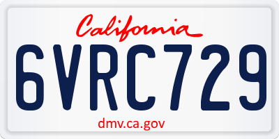 CA license plate 6VRC729