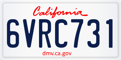 CA license plate 6VRC731