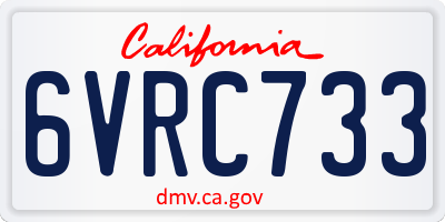 CA license plate 6VRC733
